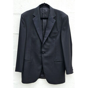 Lubiam Suit Jacket Mens 40R Black Virgin Wool One Button Dinner Blazer Tuxedo